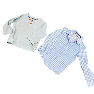 SweetHoney pair of shirts Henley & button down blue & white Set 3t(boys)